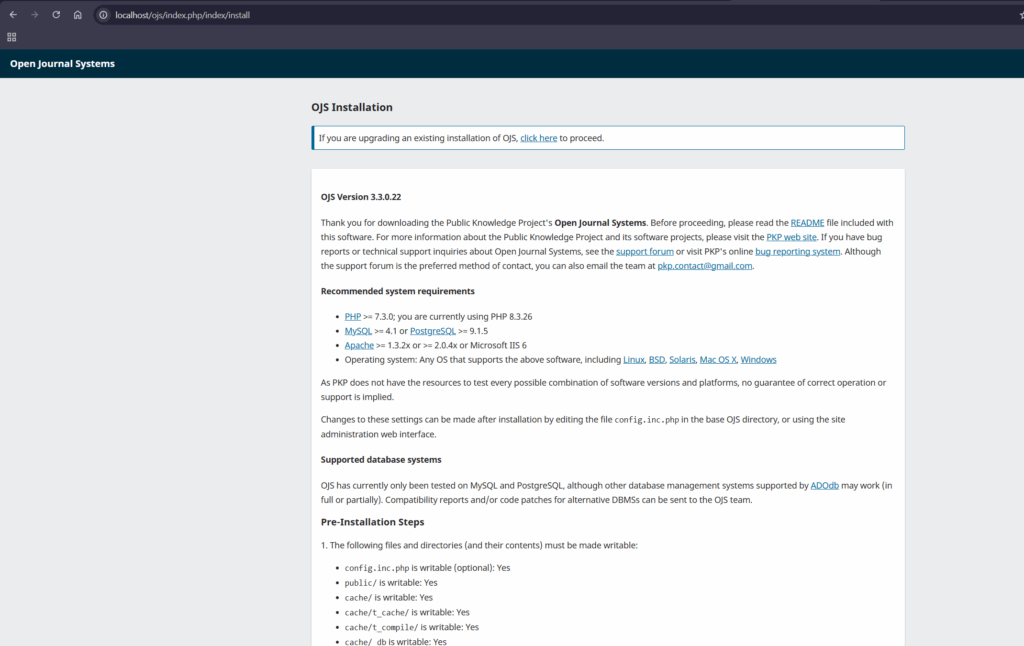 Install OJS di localhost