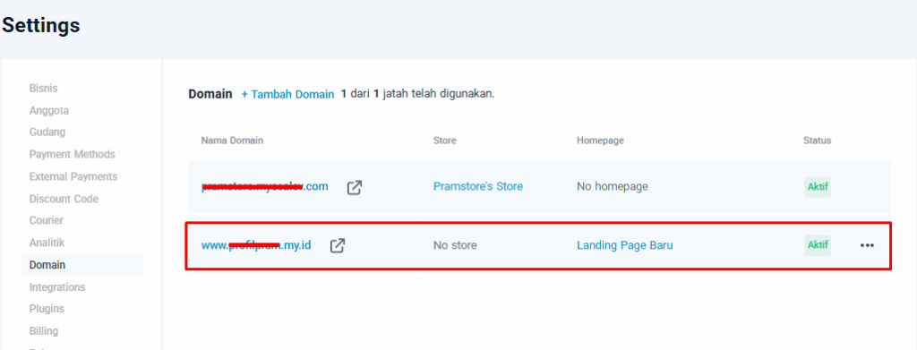 custom domain di scalev berhasil