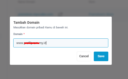 tambahkan nama domain anda