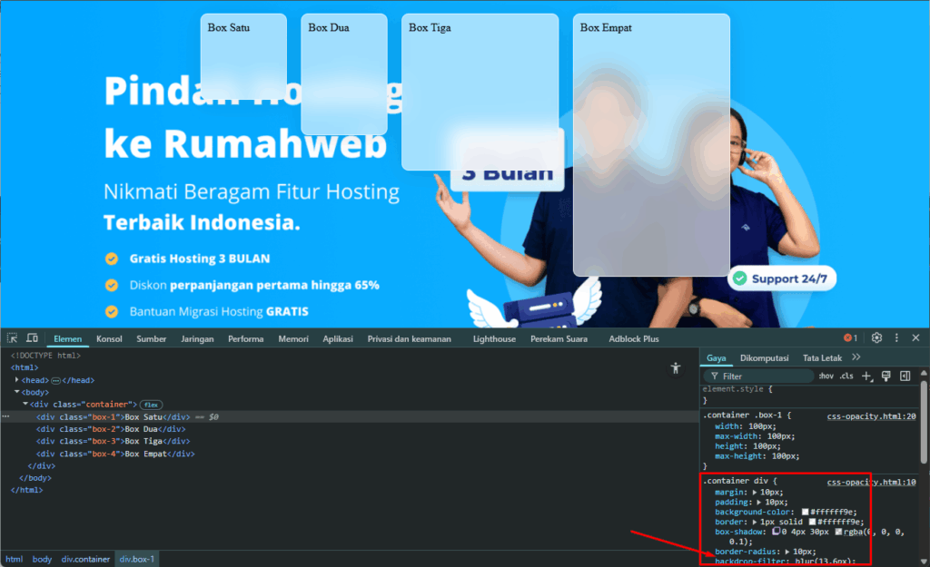 transparansi seperti desain kaca - belajar css transparancy