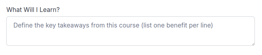 Membuat Website Kursus Online - mengisi What Will I Learn?