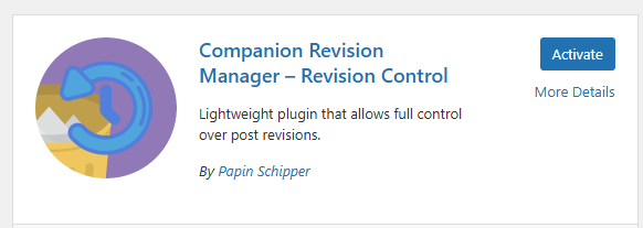 Plugin Companion Revisions Manager