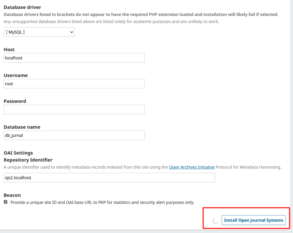 install ojs di localhost xampp