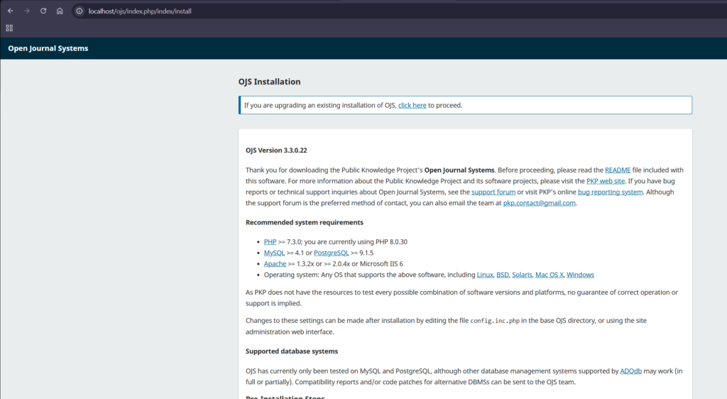 install OJS di localhost