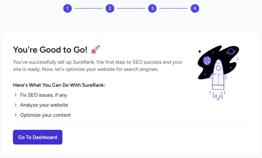 setting plugin SureRank SEO selesai