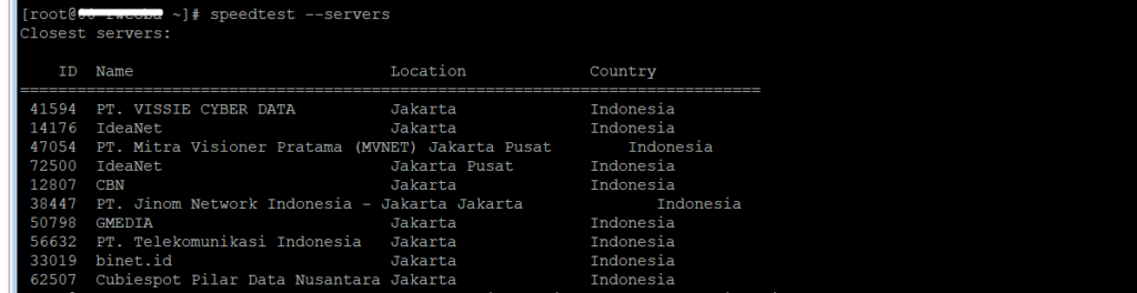 Speedtest CLI | speedtest --servers