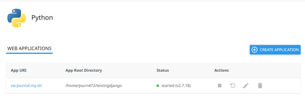 install python di cPanel telah selesai