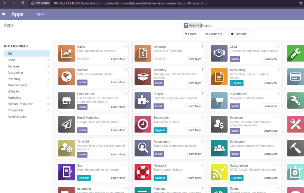 instalasi oodo yang sudah berhasil bagian 1