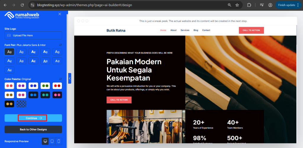 sesuaikan font, warna dan logo