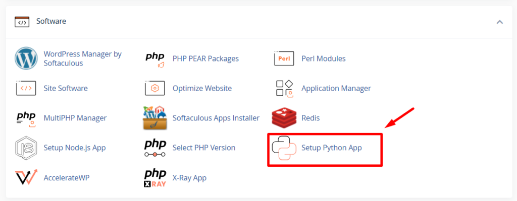 menu Setup Python App