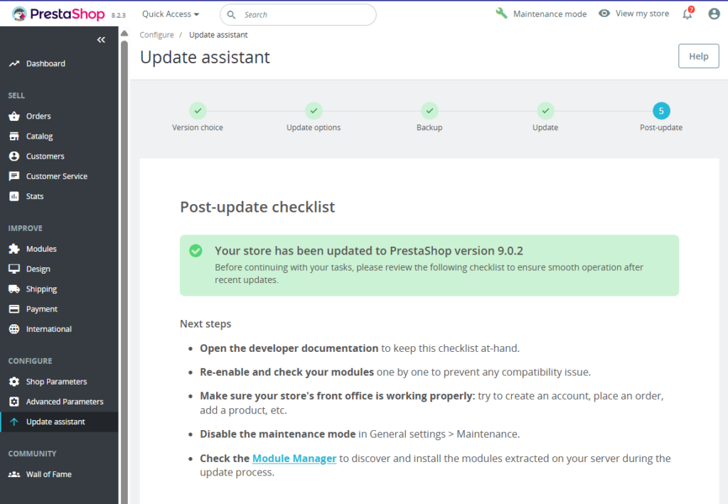 update prestashop 10