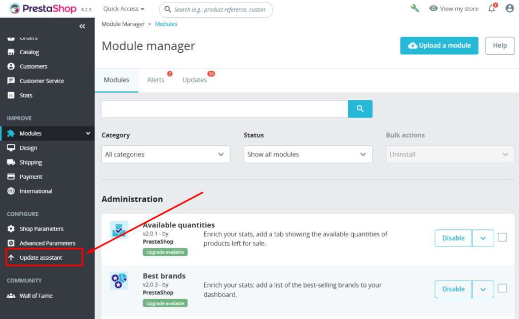 cara update prestashop