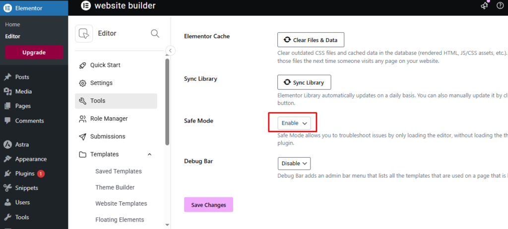 Cara Mengaktifkan Safe Mode di Elementor