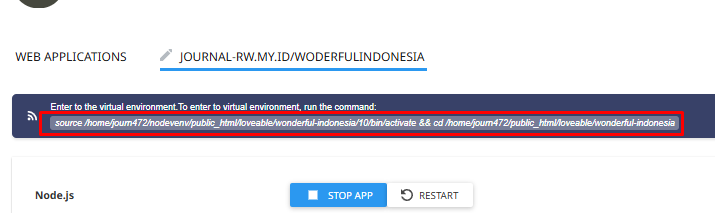 Silakan klik Environment untuk mencopy kemudian paste di terminal: