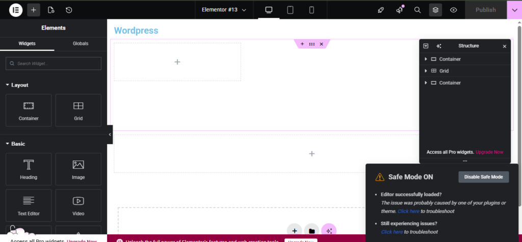 mengatasi error loading dengan Elementor Safe Mode