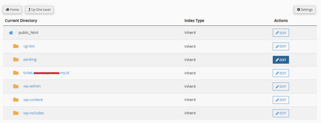 Edit Konfigurasi Indexes