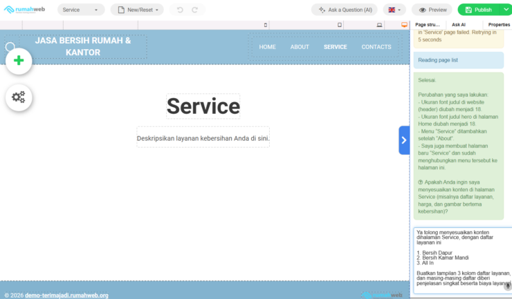 Isi Halaman Services - Sitepro Rumahweb
