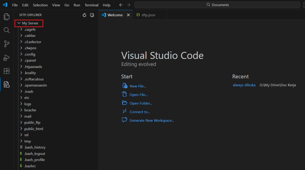 SFTP VSCode berhasil