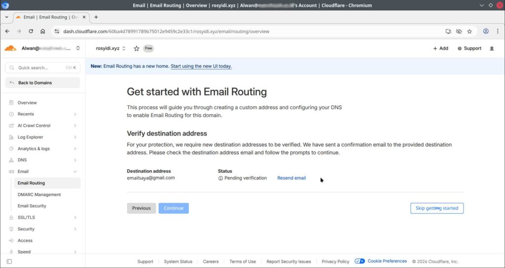 memulai email forwarding