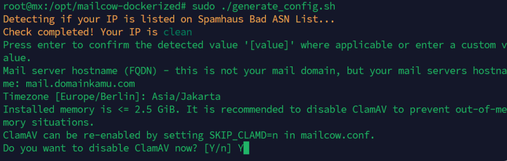 mailcow generate config