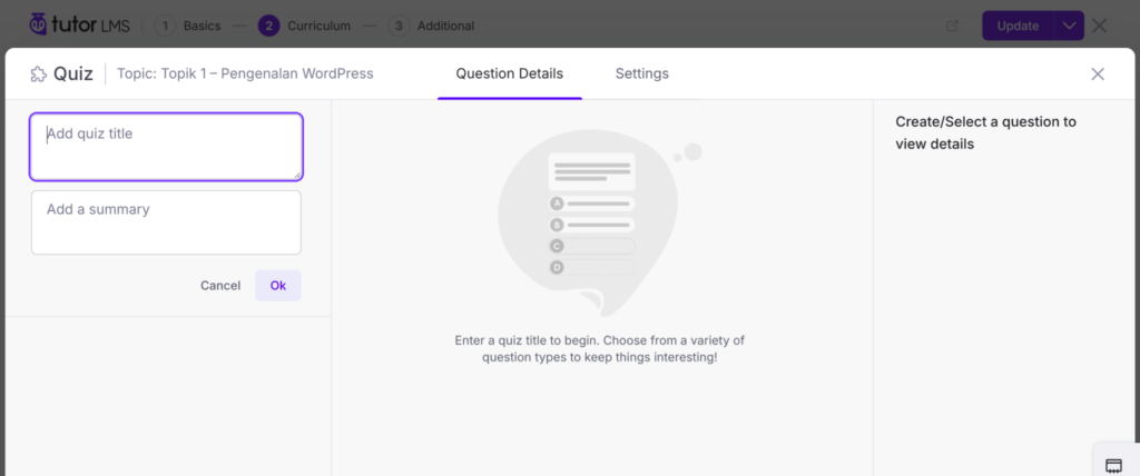 Step 2. Mengatur Kuis