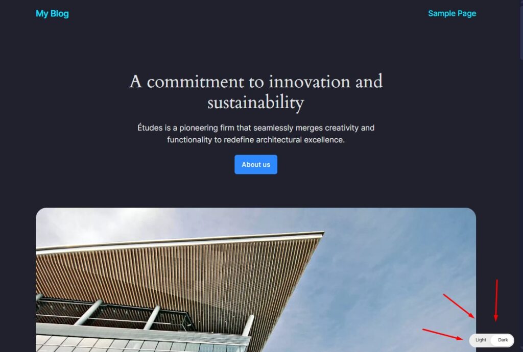 contoh tampilan dark mode beserta switch