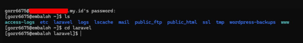 Masuk ke directory root laravel