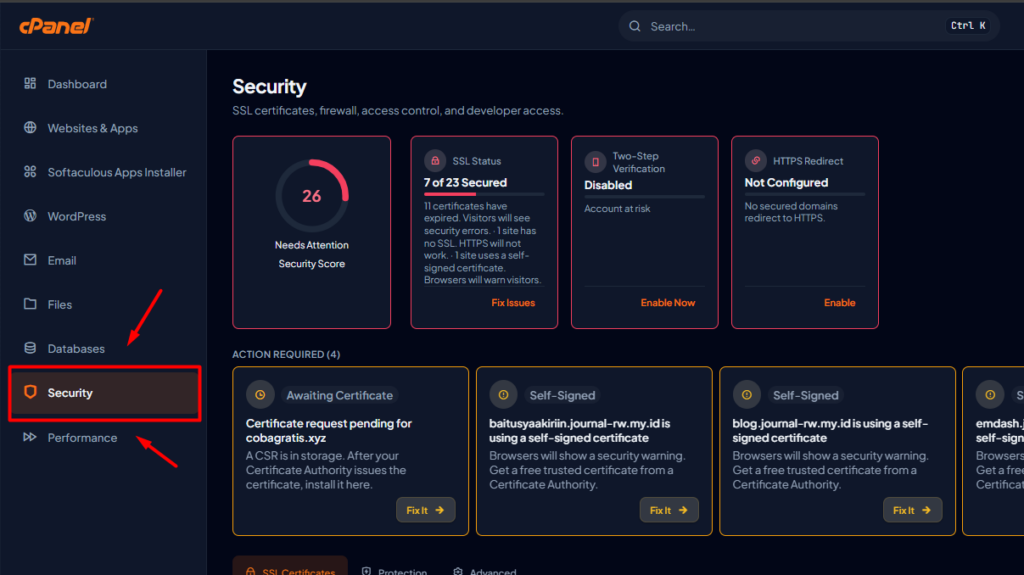 generate csr cpanel meridian theme