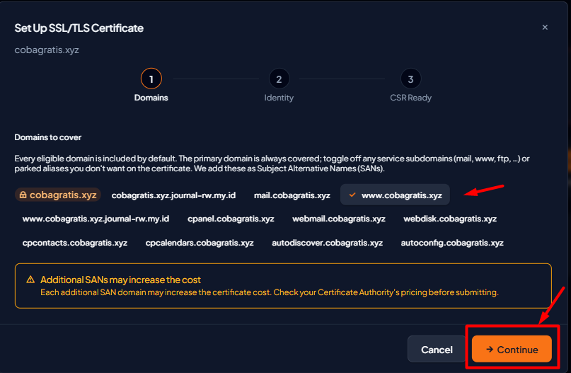 generate csr cpanel meridian theme check ssl