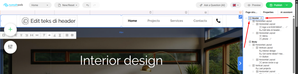 Mengenal Header dan Footer SitePro Website Builder