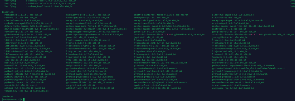 install cockpit package almalinux