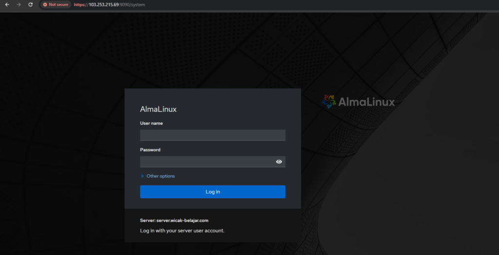 interface akses cockpit dari browser