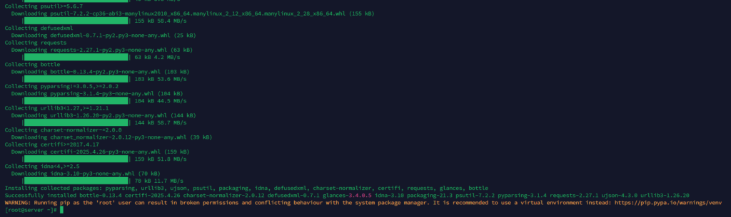 instal glances dan web dependency