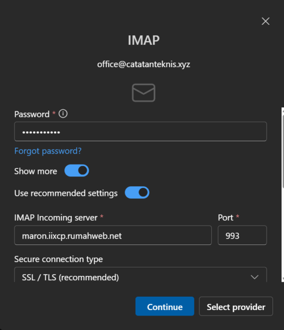 Setting konfigurasi imap | Rumahweb Journal