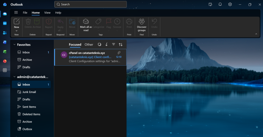 setting email domain di new outlook telah berhasil