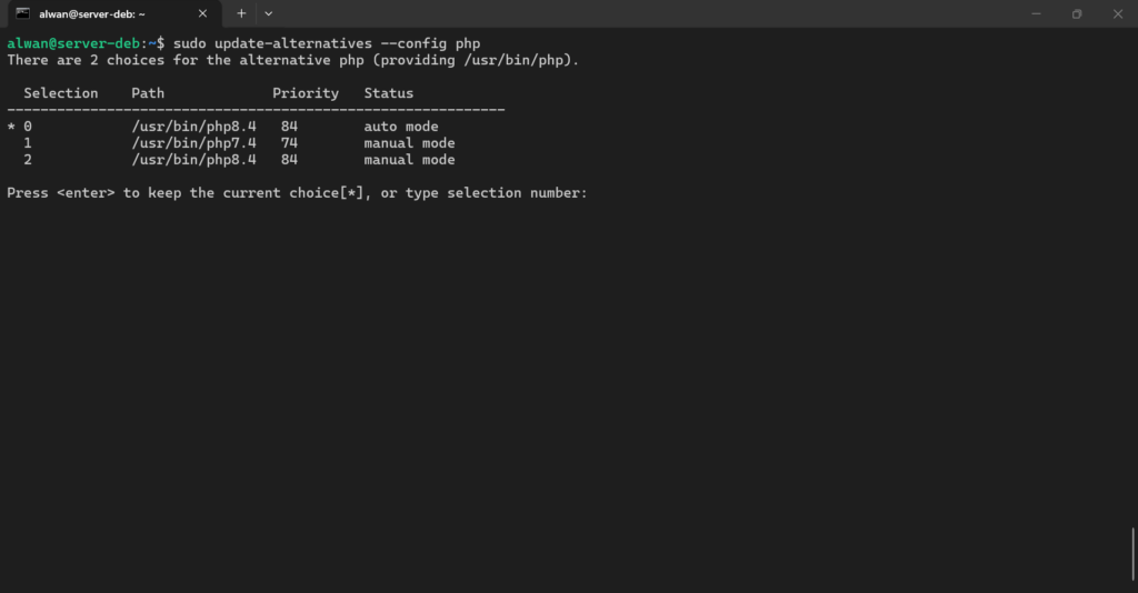 Mengatur Versi PHP-CLI