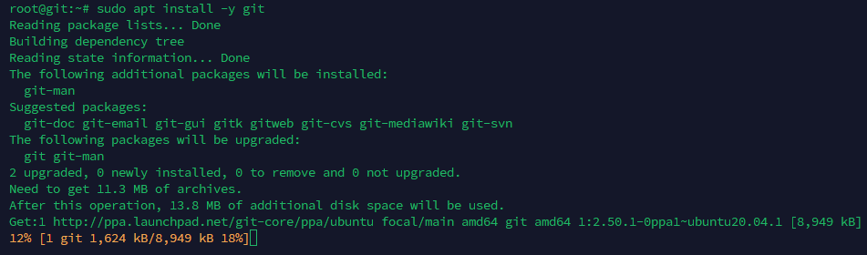 install git via ppa git-core