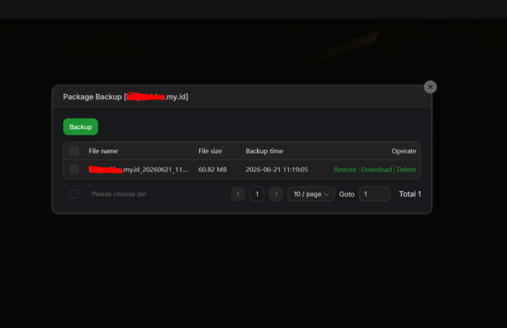 backup selesai