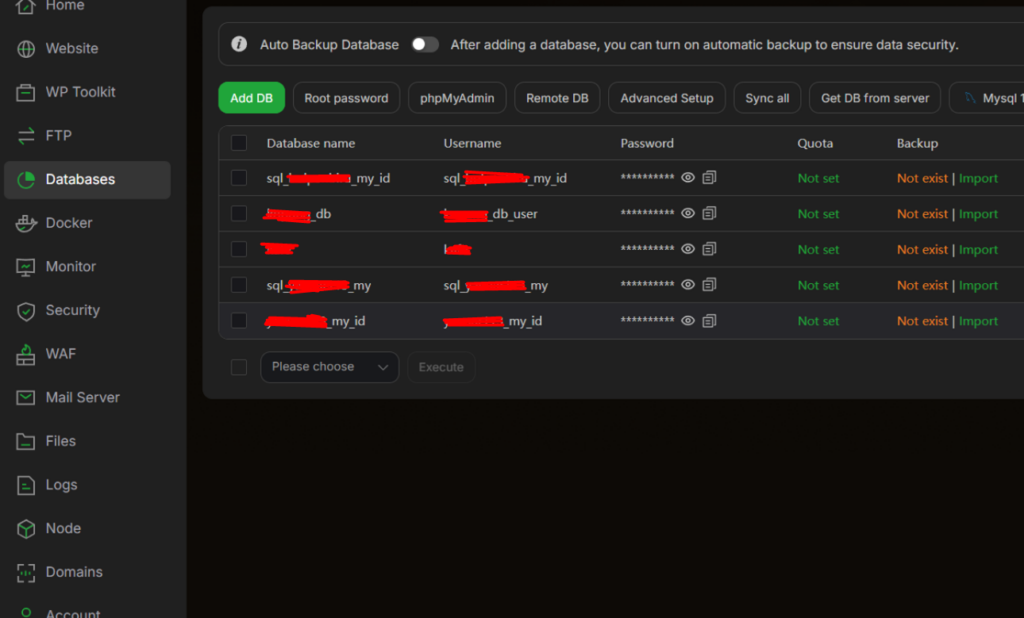 backup database