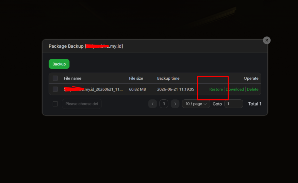 klik menu restore