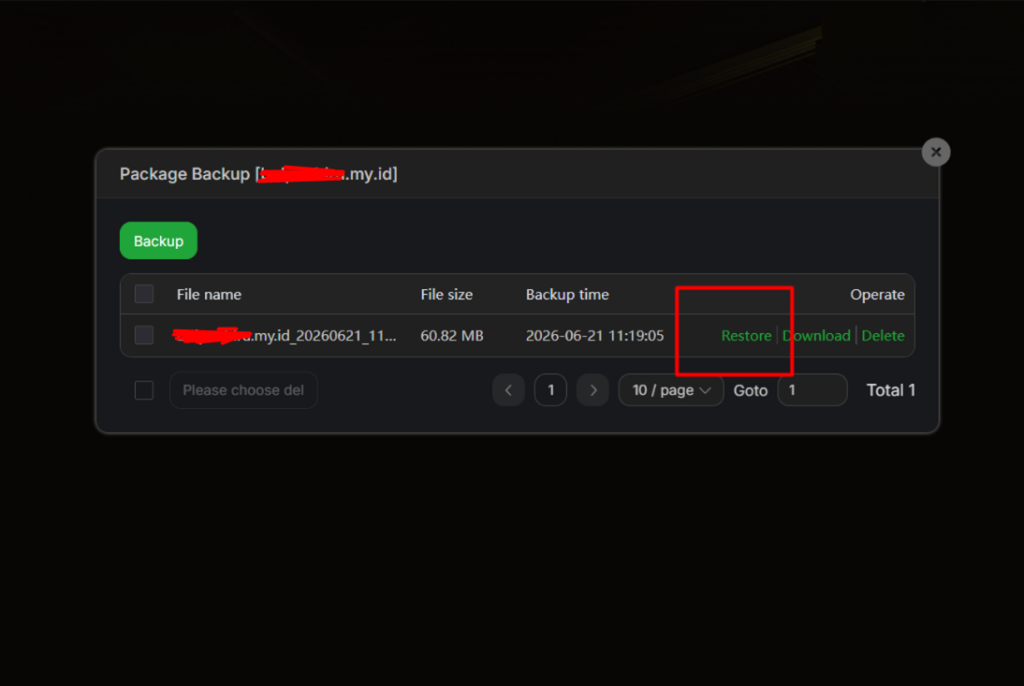 klik tombol restore