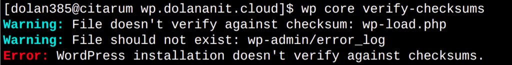 Pengecekan File Core WordPress kedua