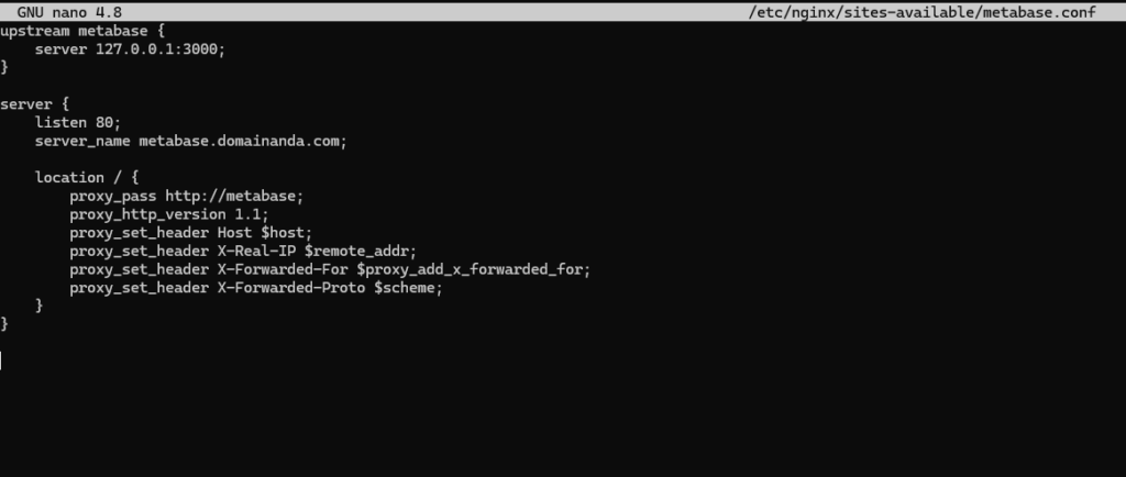 Install nginx untuk metabase