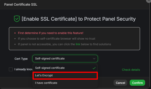 Aktifkan SSL Let's Encrypt