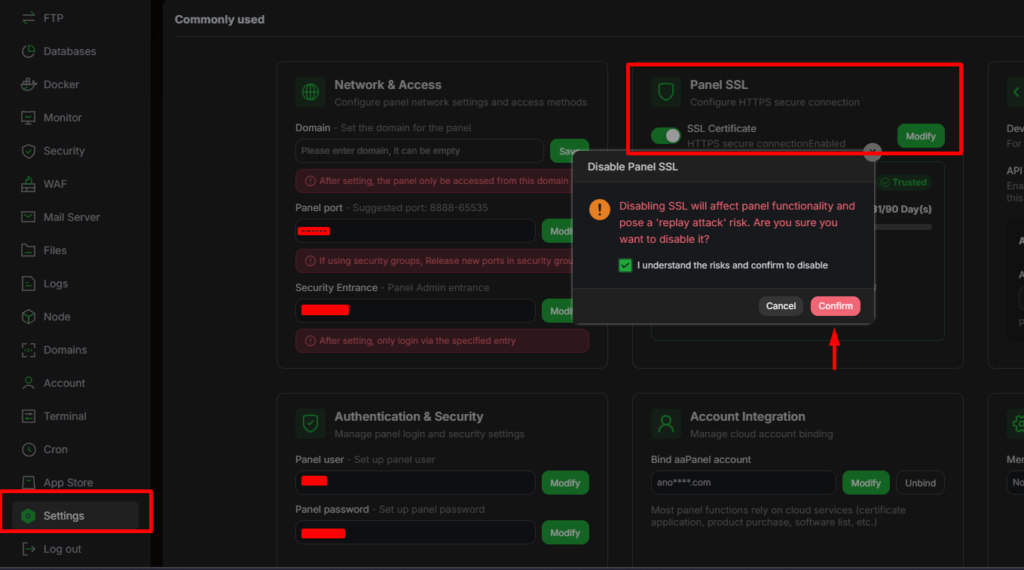 disable SSL