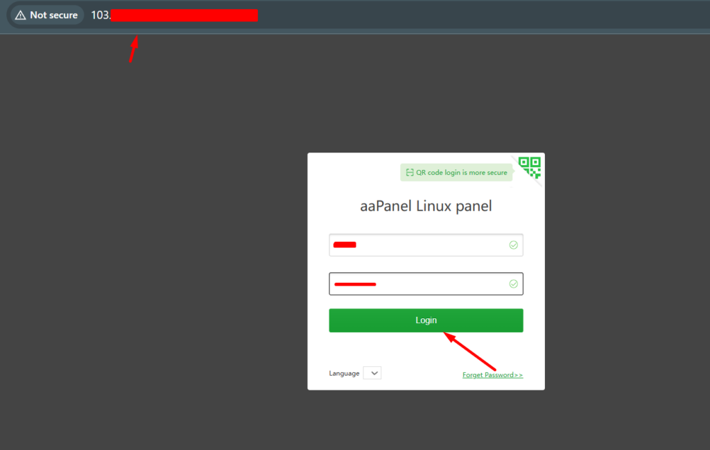 Login ulang ke aaPanel