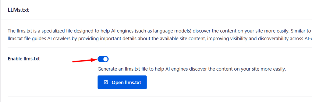 mengaktifkan llms.txt di All in One SEO