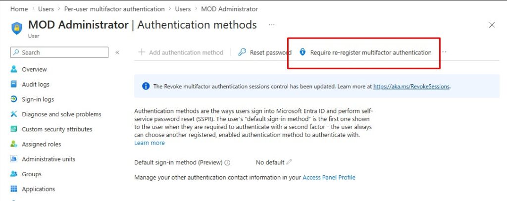 reset MFA - setting MFA di Microsoft 365