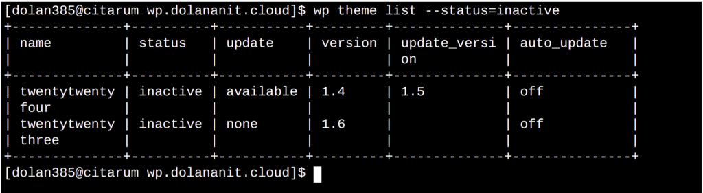 wp theme list