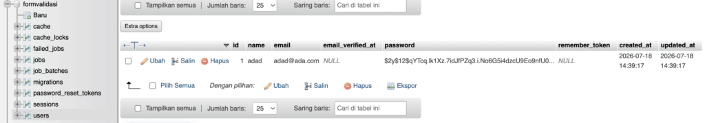 Data masuk kedatabase